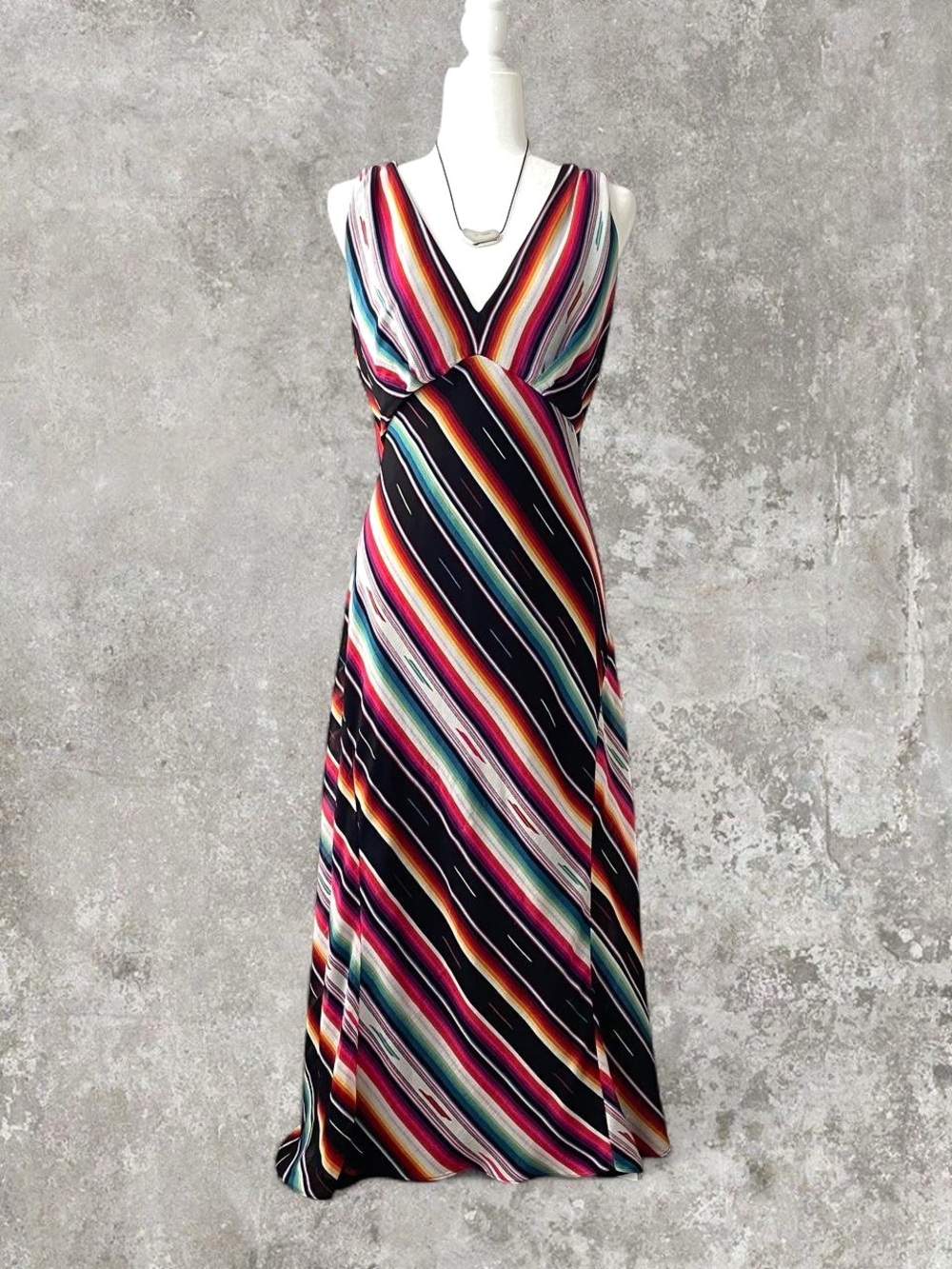 Lauren Ralph Lauren V-Neck Sleeveless Maxi Dress X-Large 14 Preppy Feminine